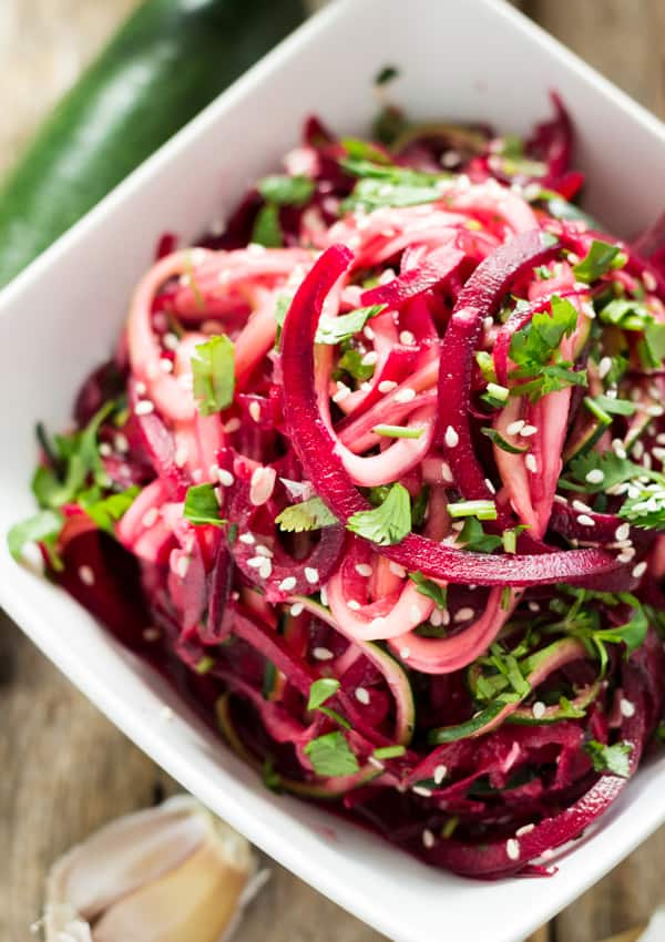 Spiralized Zucchini and Beet Salad 