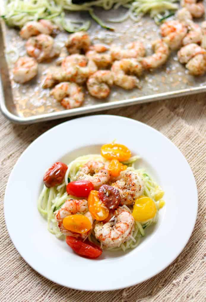 Citrus Shrimp and Zoodles Sheet Pan Meal 