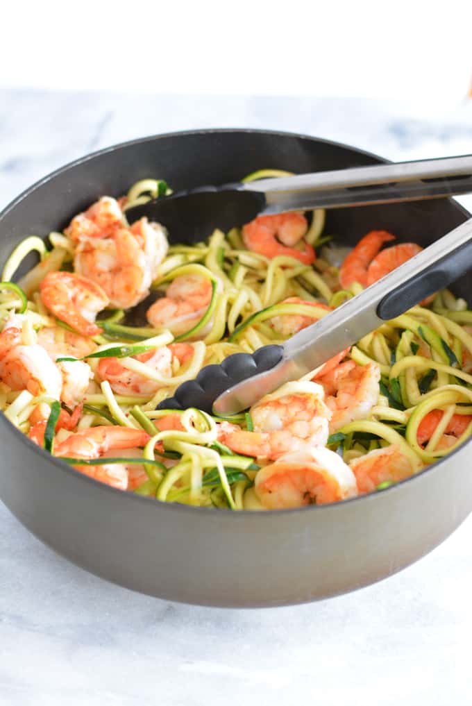 Sriracha Shrimp with Zoodles 