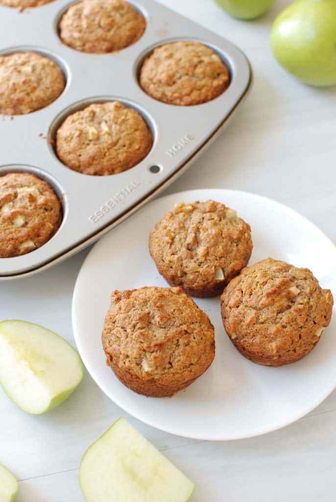 Whole Wheat Vegan Apple Muffins Snacking in Sneakers