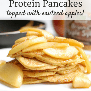 Cottage Cheese Protein Pancakes Topped with Sauteed Apples