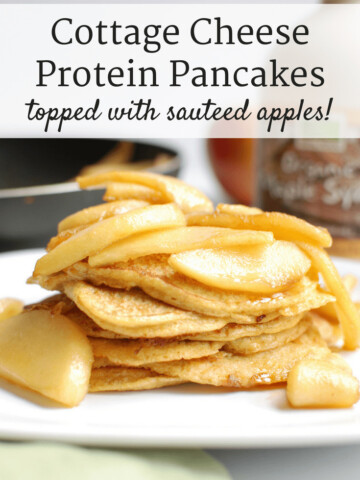 Cottage Cheese Protein Pancakes Topped with Sauteed Apples