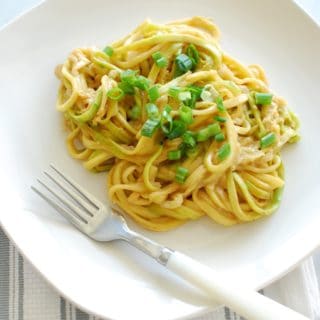 Zucchini noodles with almond butter sauce