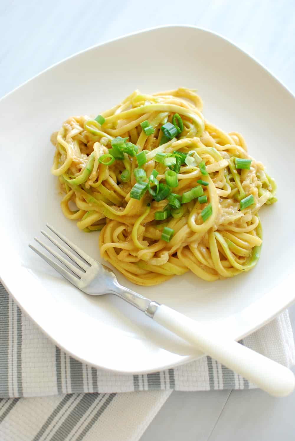 Zucchini noodles with almond butter sauce