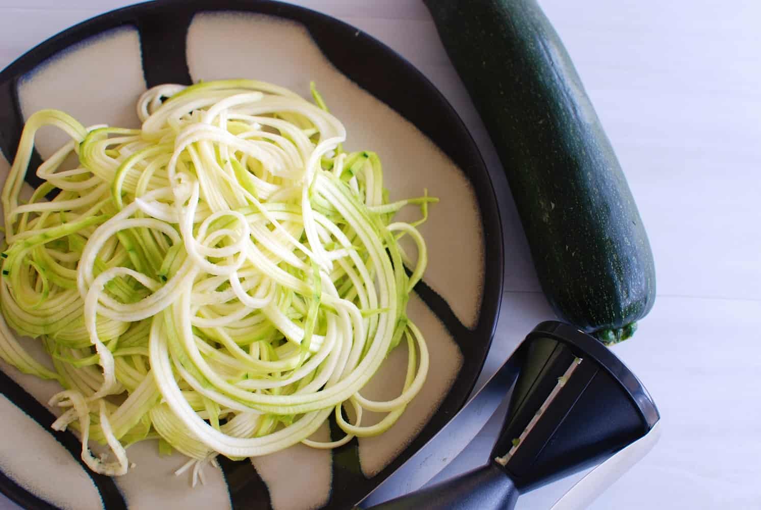 Zucchini noodles on a plate