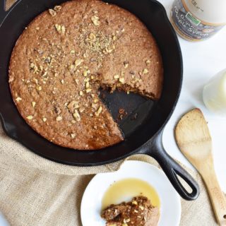 Cast iron banana bread in the skillet