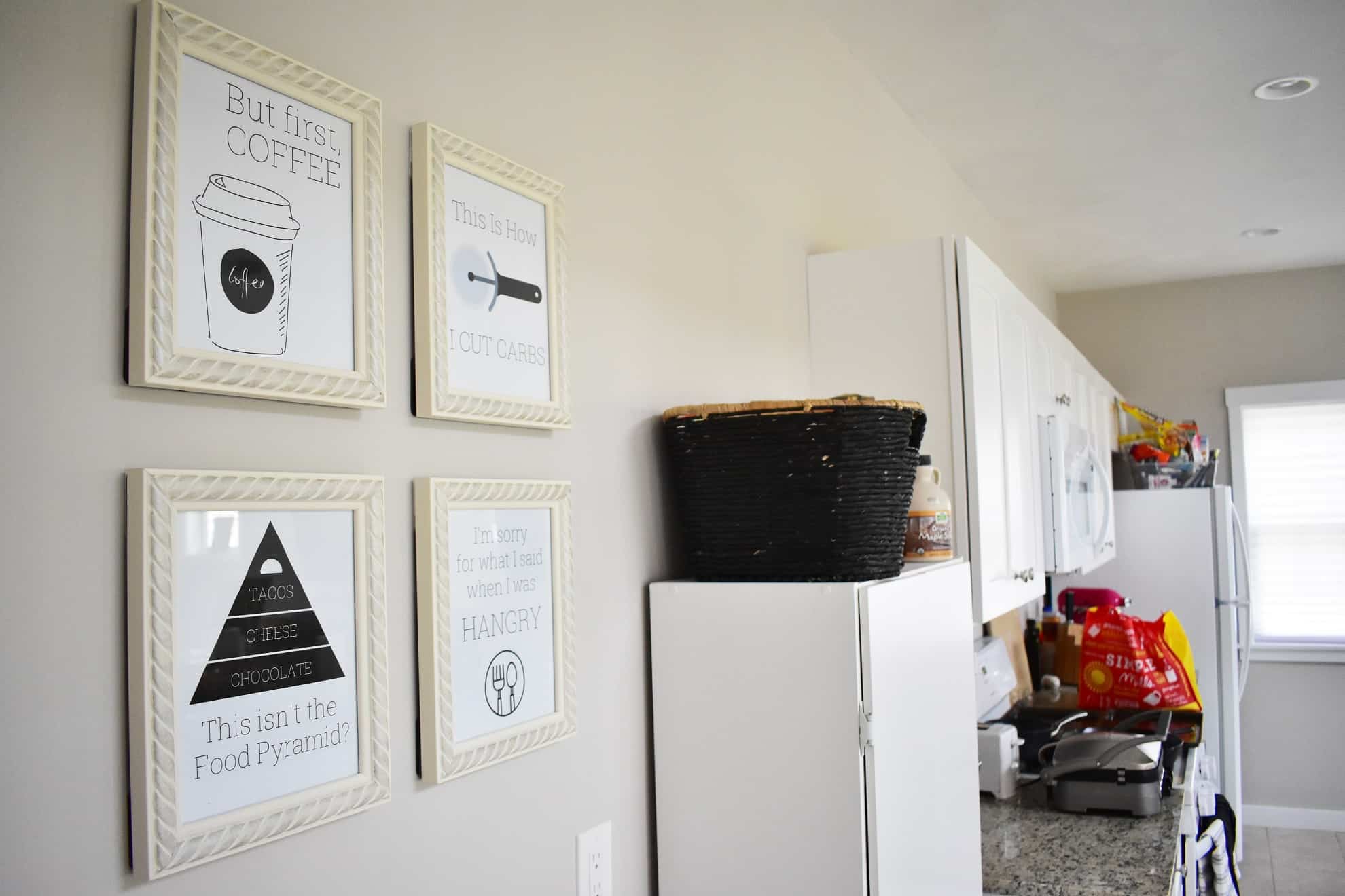 Kitchen Printables Hanging on a Wall