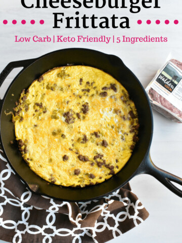 Cheeseburger frittata in a cast iron skillet