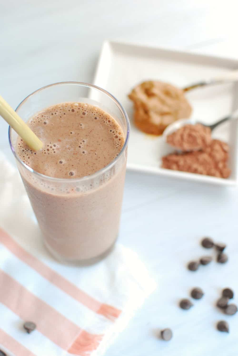 Glass full of cacao smoothie