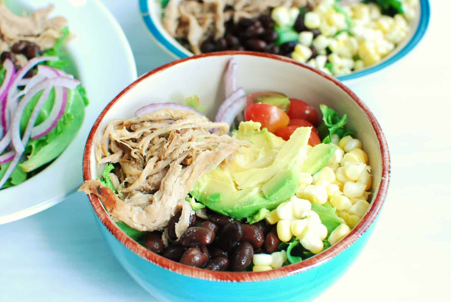 Bowl full of carnitas salad