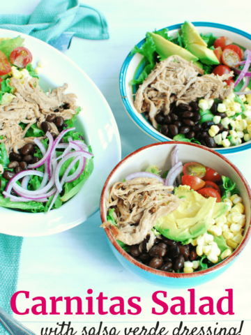 Bowls full of delicious carnitas salad