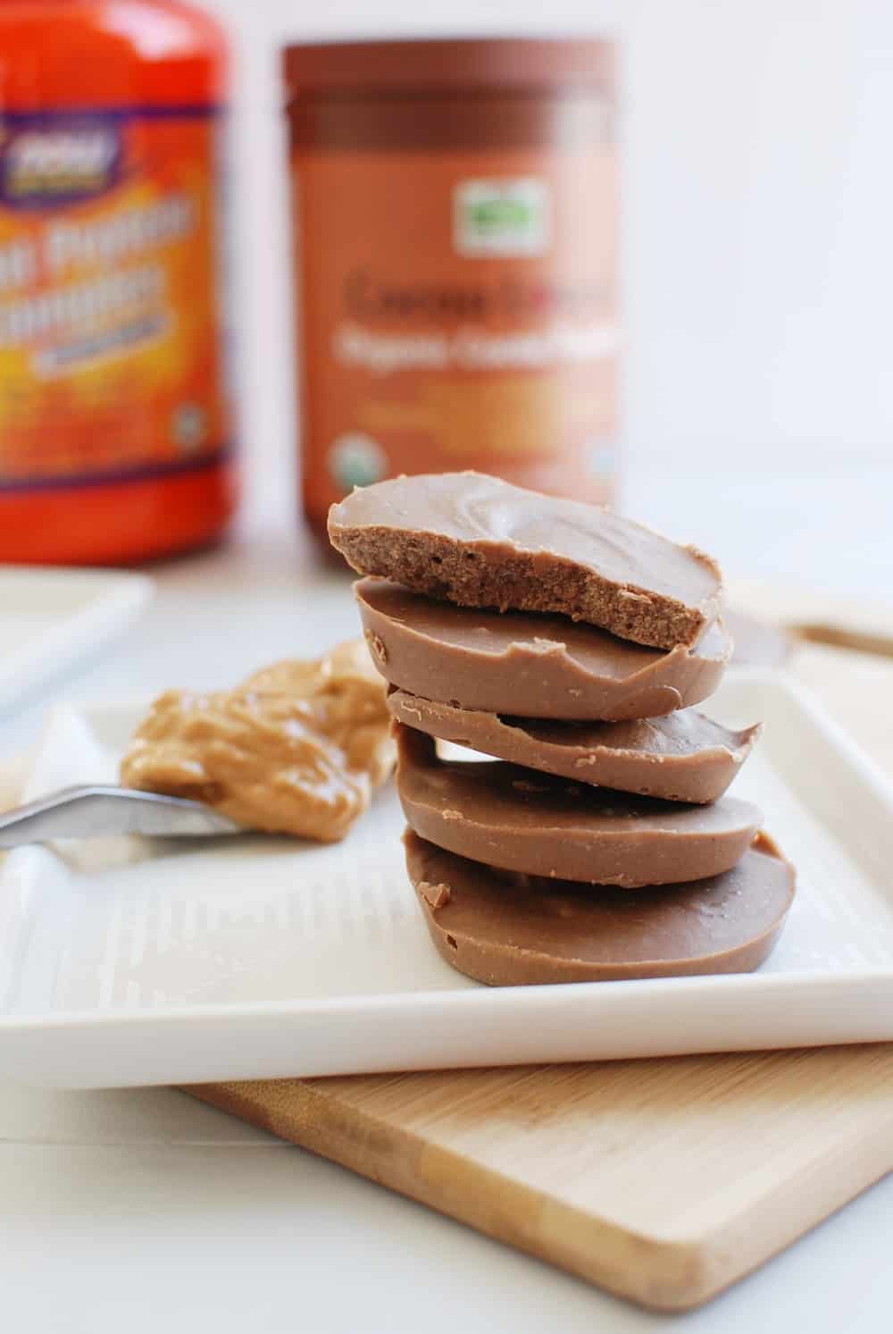 Peanut butter protein fudge on a plate