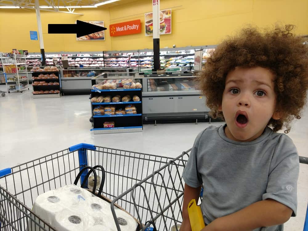 Shopping with a child at Walmart