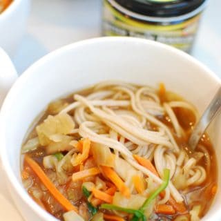 Soba noodle broth bowl