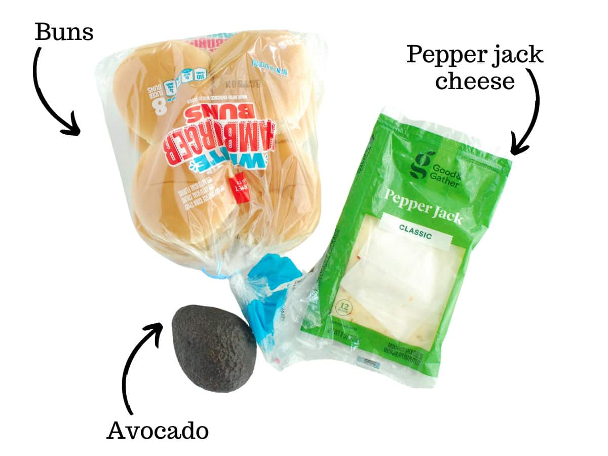 Buns, cheese, and avocado.