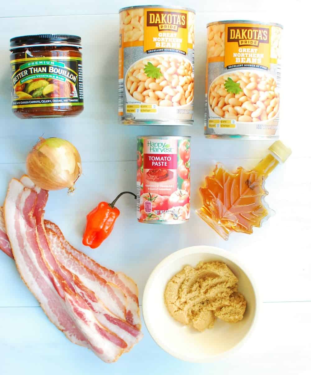 Ingredients to make easy baked beans