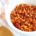Bowl full of easy healthy baked beans