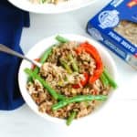 Szechuan pork with mushrooms and green beans