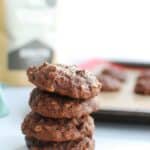 Stack of double chocolate banana cookies