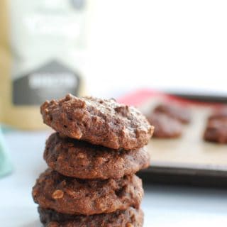 Stack of double chocolate banana cookies