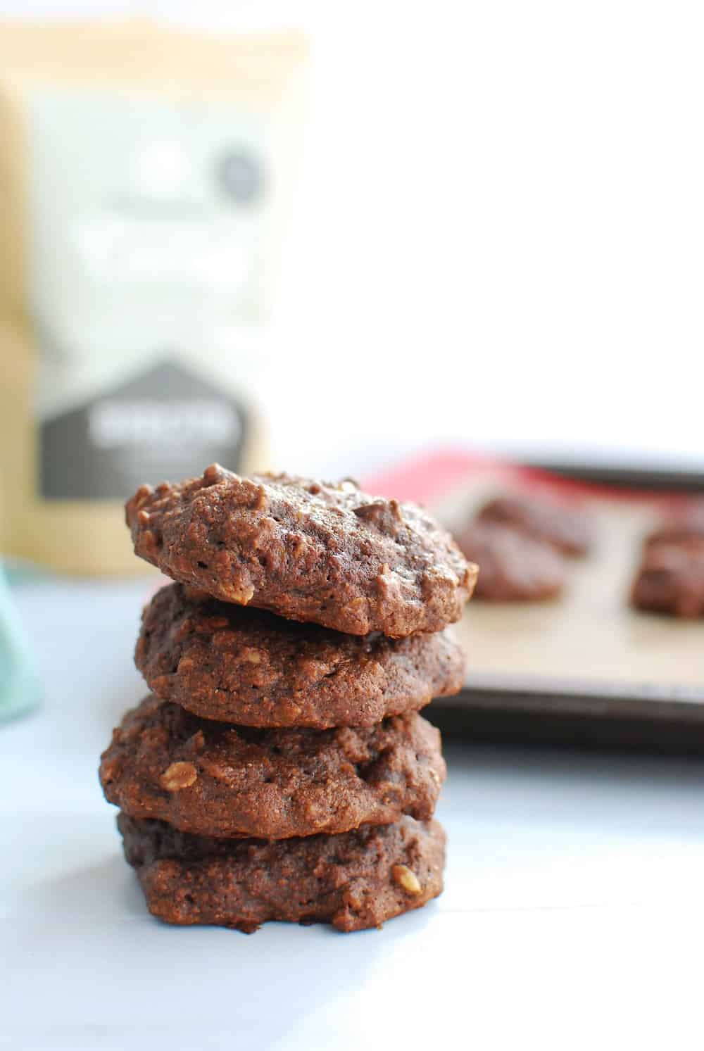 Stack of double chocolate banana cookies