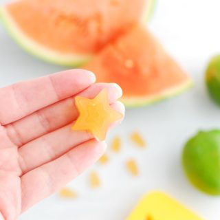 Homemade gummy bears made with watermelon, lime, and gelatin