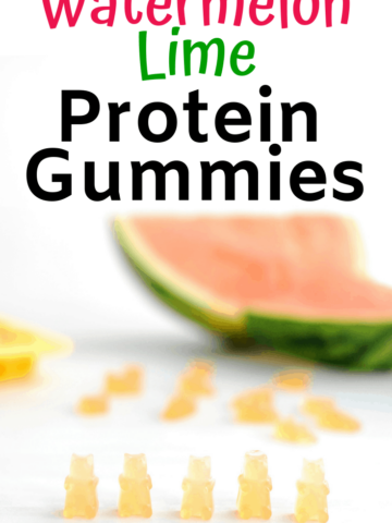 A row of watermelon lime protein gummies