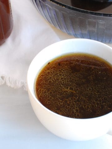 A mug of bone broth.