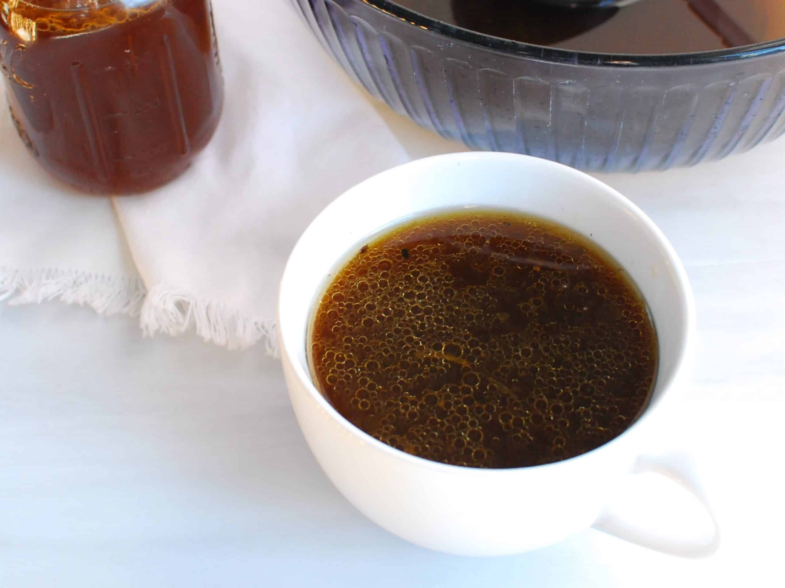 A mug of bone broth.