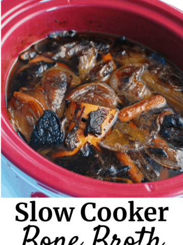 A crockpot full of homemade bone broth