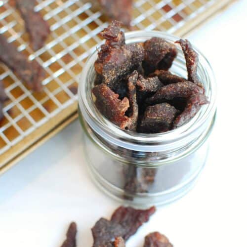 Homemade Gluten Free Beef Jerky Snacking in Sneakers