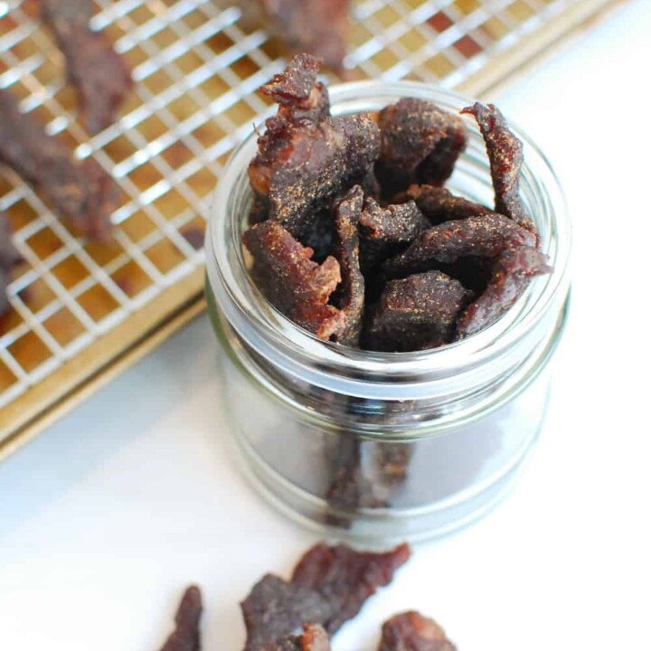 Homemade Gluten Free Beef Jerky Snacking in Sneakers