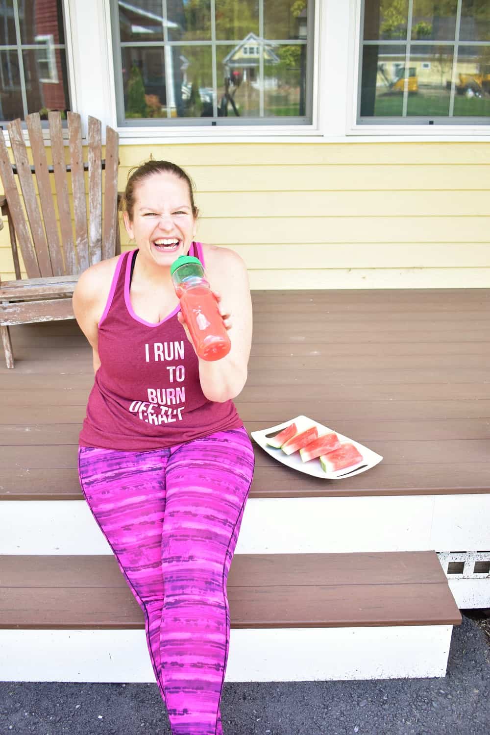 Chrissy Carroll drinking a homemade sports drink