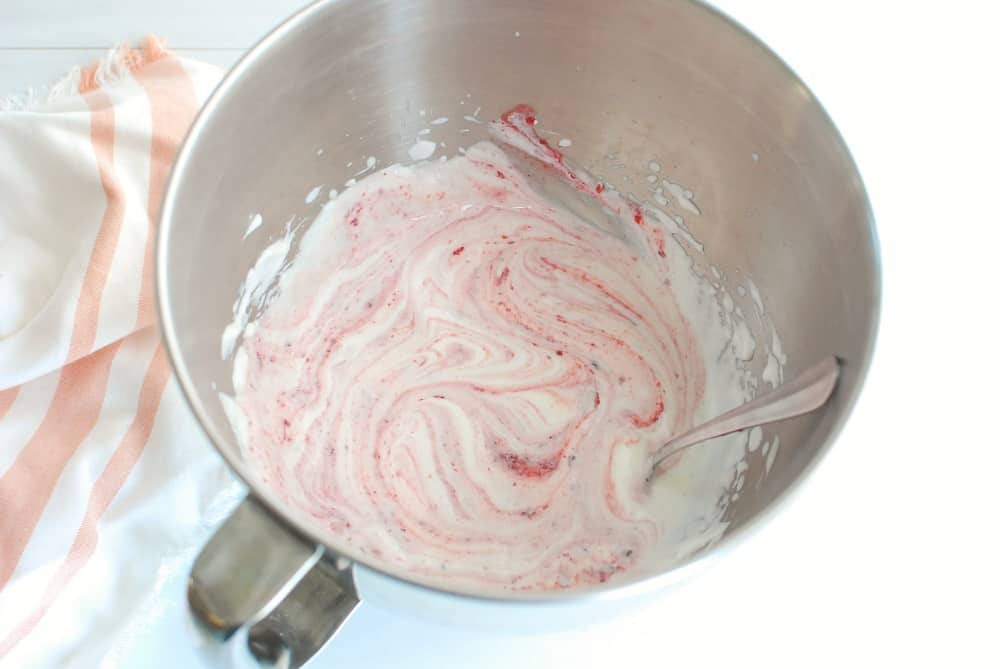 Mixing bowl with the ingredients for homemade healthy ice cream