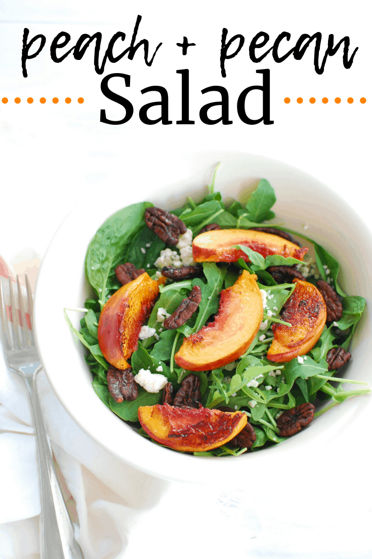 Arugula Spinach Salad with Peaches and Pecans Snacking in Sneakers