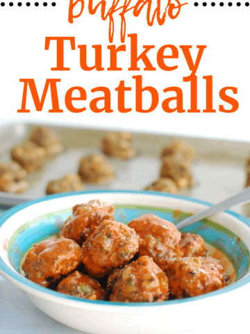 A bowl full of buffalo turkey meatballs