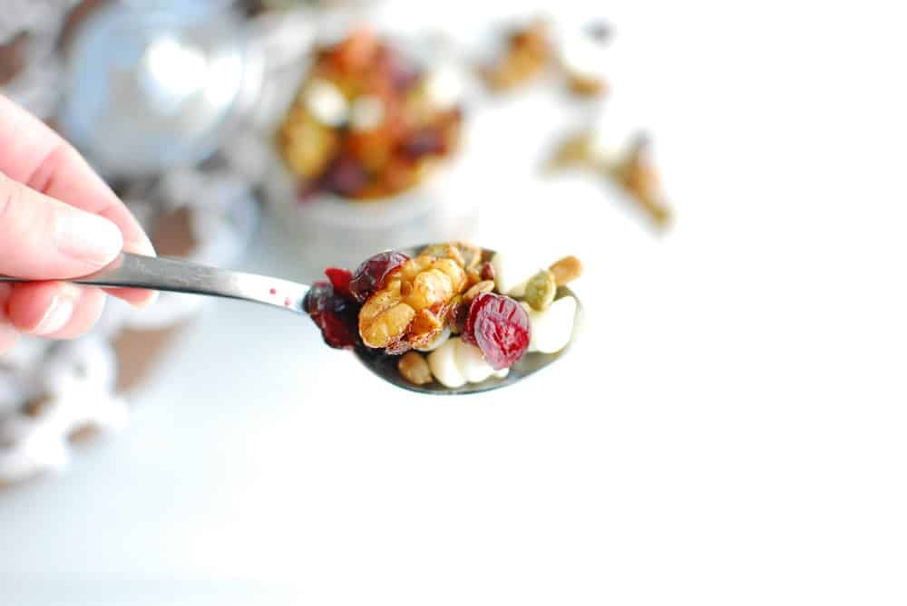 A spoonful of harvest trail mix