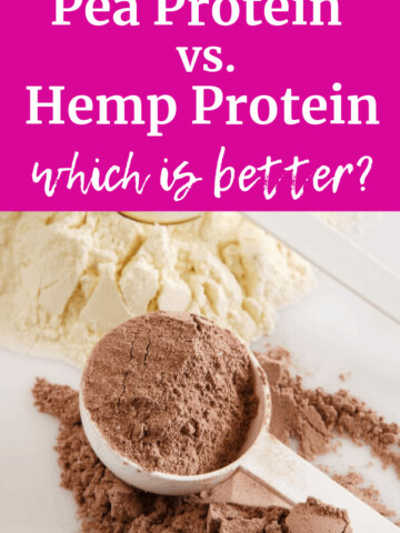 A scoop of pea protein and hemp protein