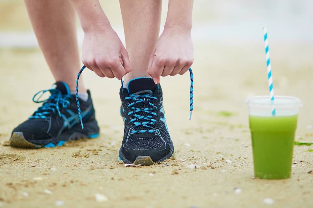 A runner next to a smoothie