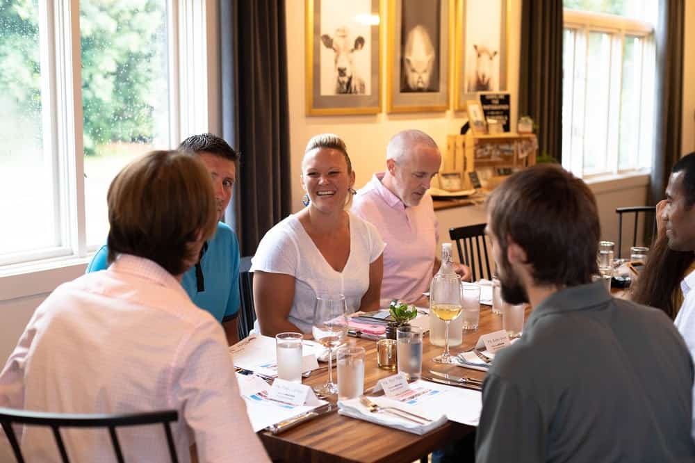 Group of people at a sports nutrition dinner event