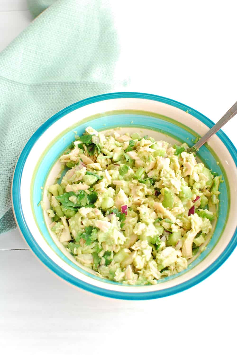 tuna avocado salad in a bowl