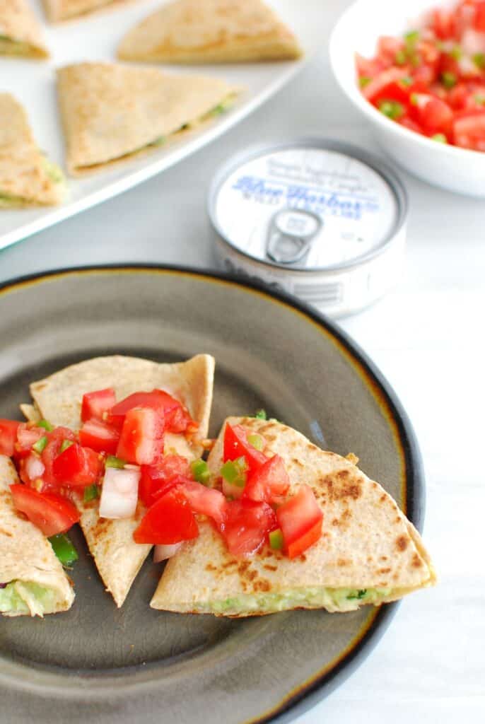 Easy & Healthy Tuna Quesadillas Snacking in Sneakers