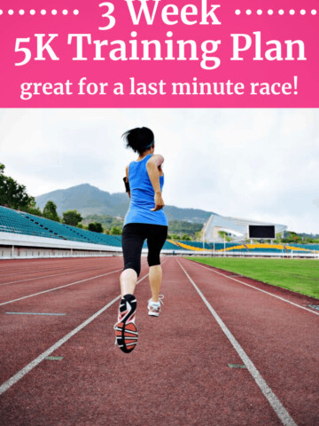 A women training to run a 5K race on the track