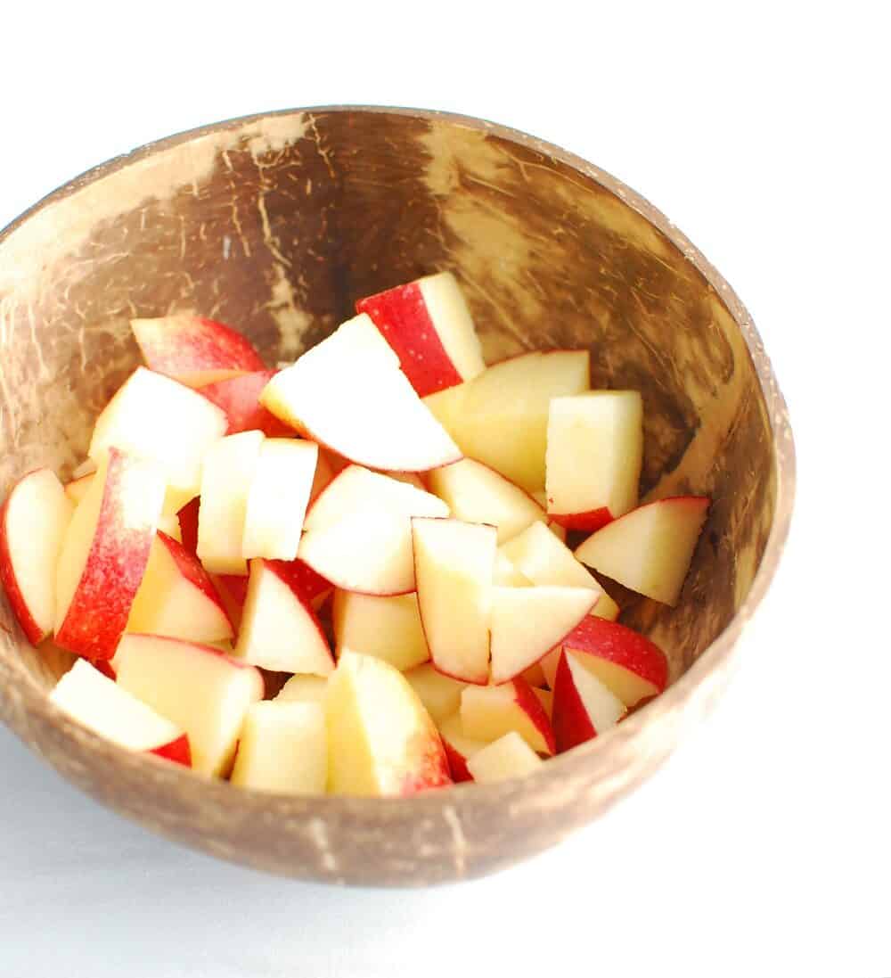 Chopped apples in a bowl