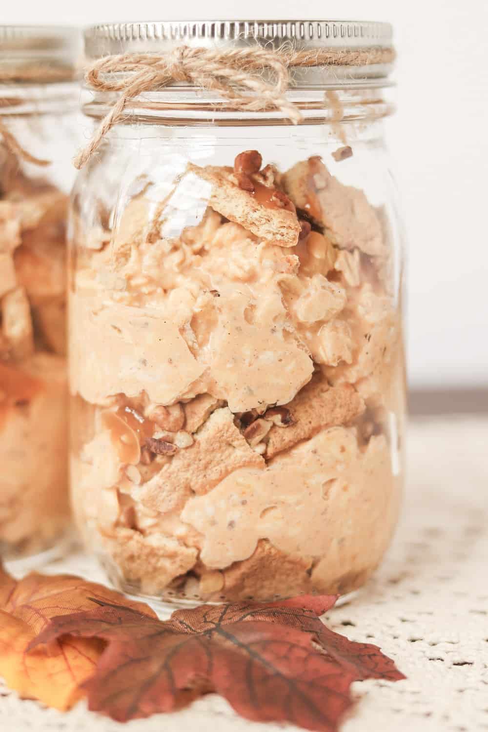 pumpkin overnight oats in a mason jar