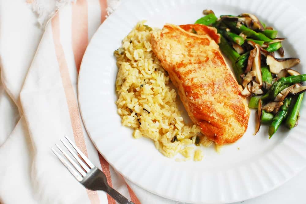 Cooked salmon meal on a plate