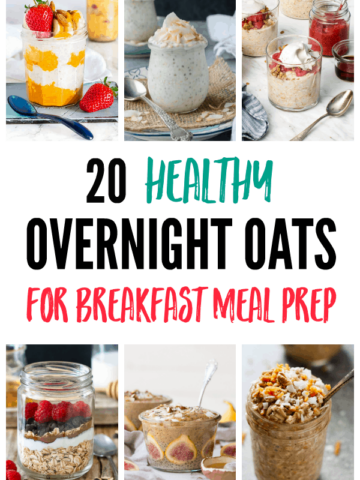 Collage of several healthy overnight oats recipes
