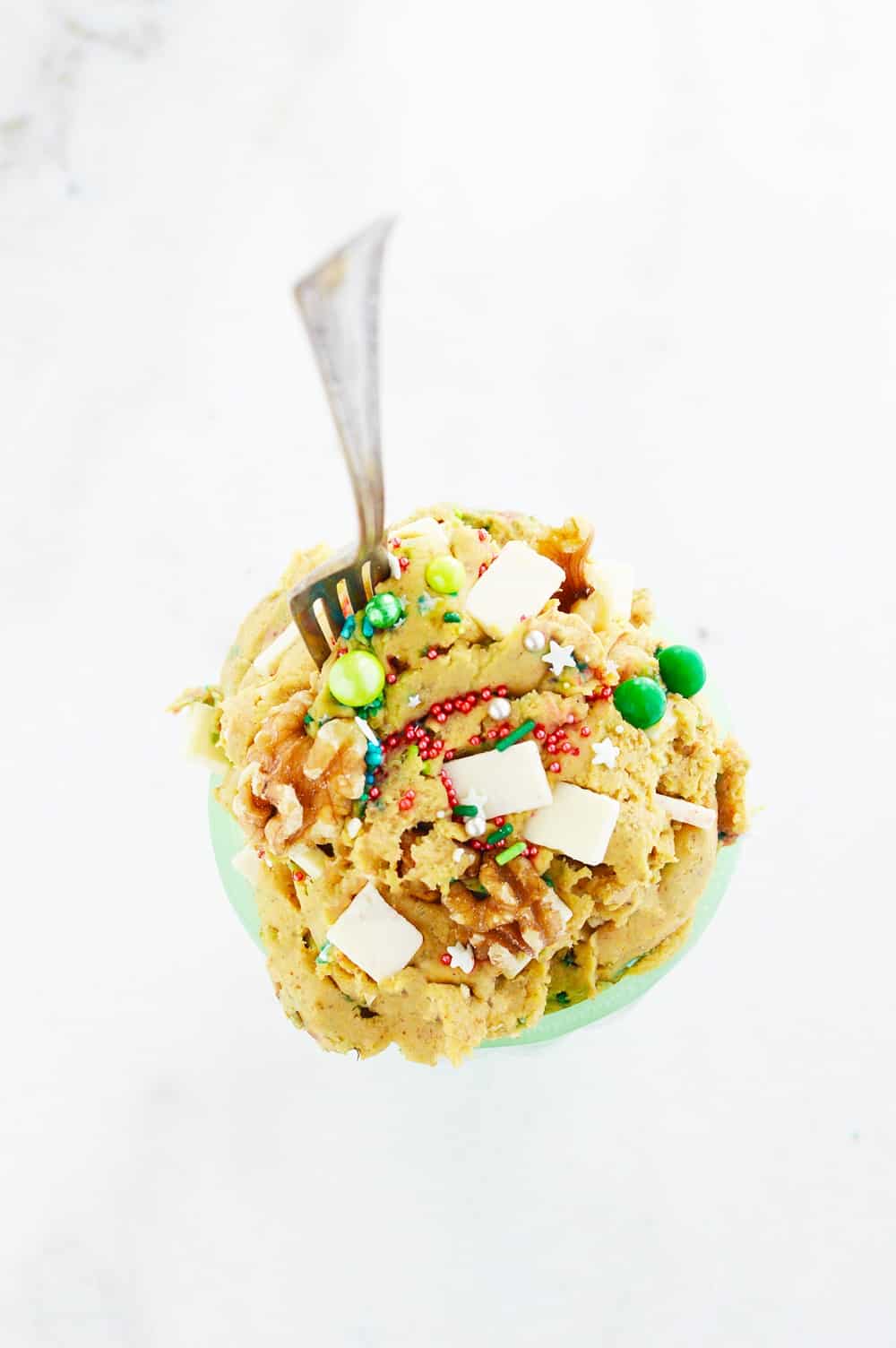 A bowl with cookie dough hummus