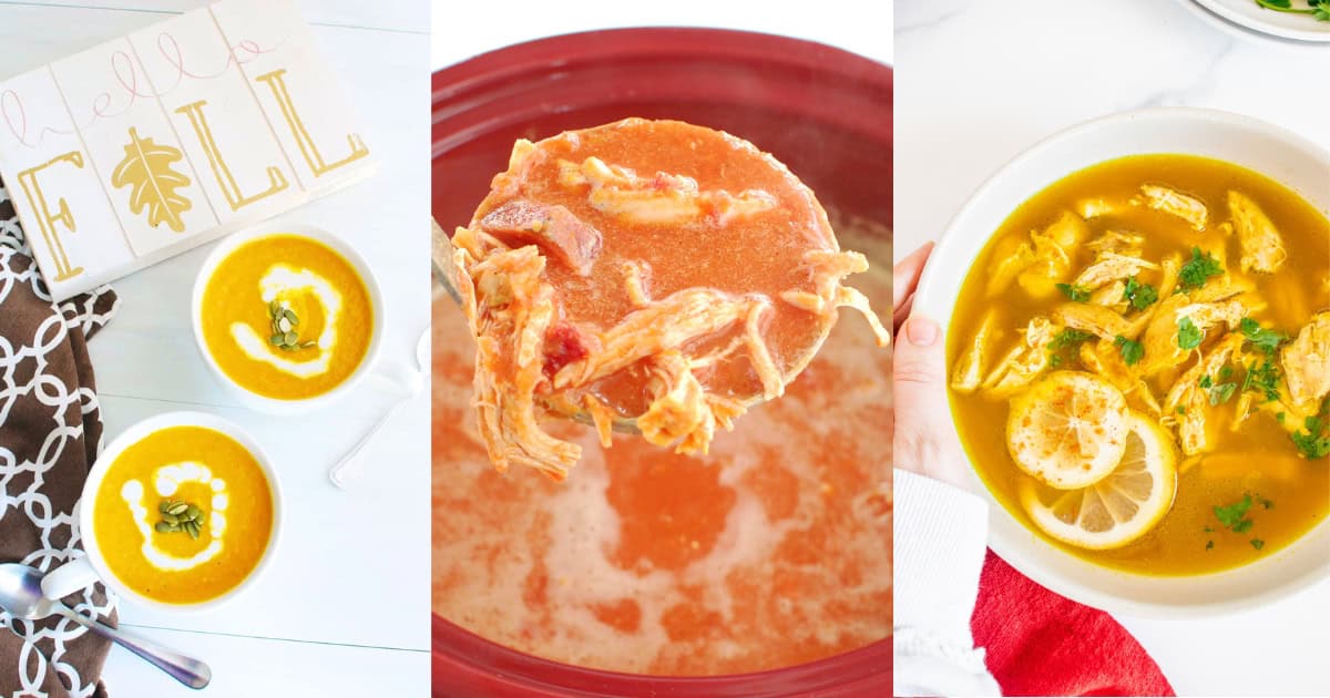 Pumpkin soup, butternut squash and beet soup, and lemon ginger chicken soup.