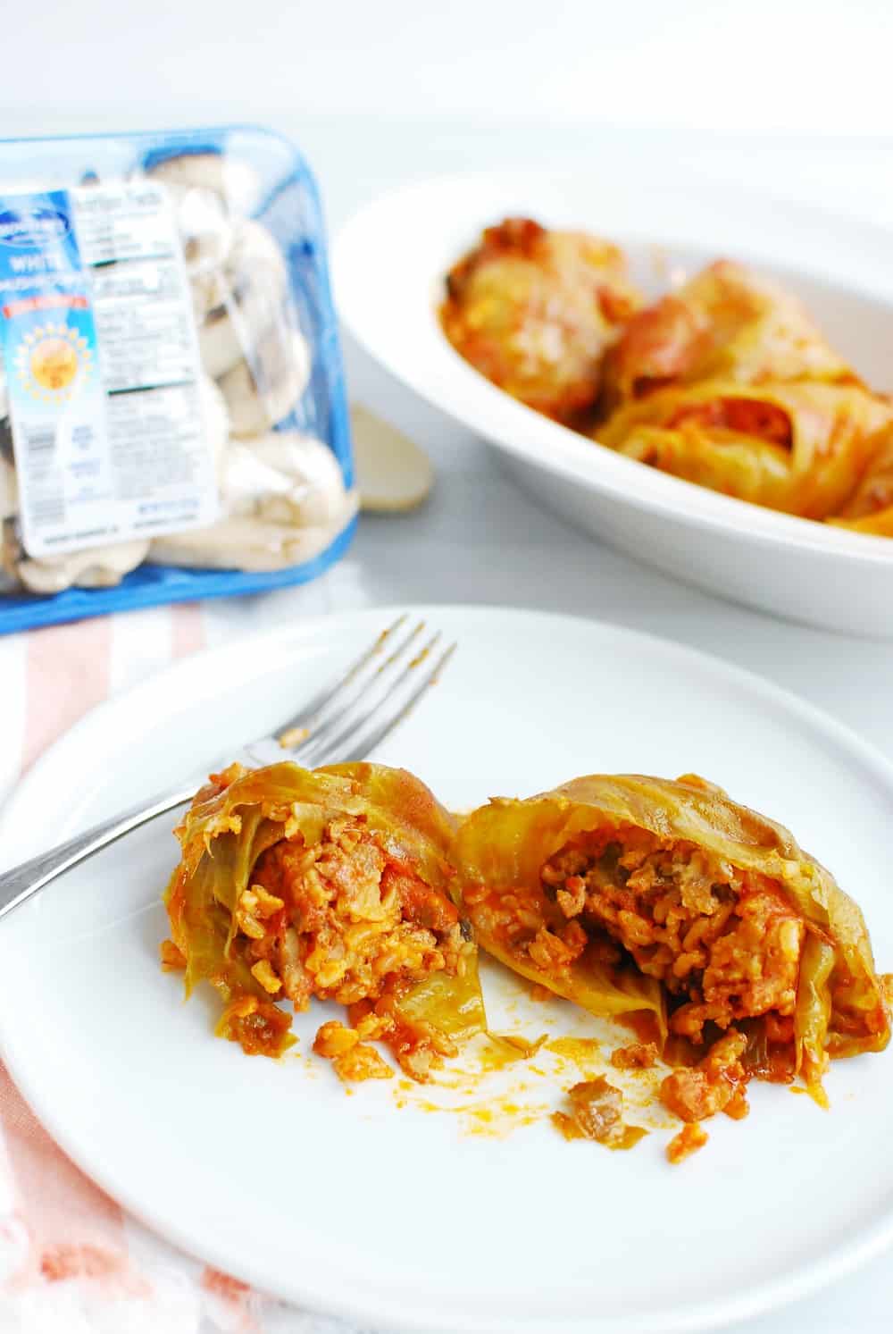 a Hungarian stuffed cabbage roll that's been cut in half